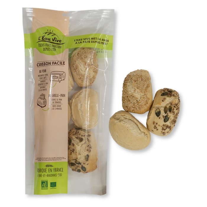 Assortiment de petits pains Bio - Fournil de L'Eau Vive 6x70g