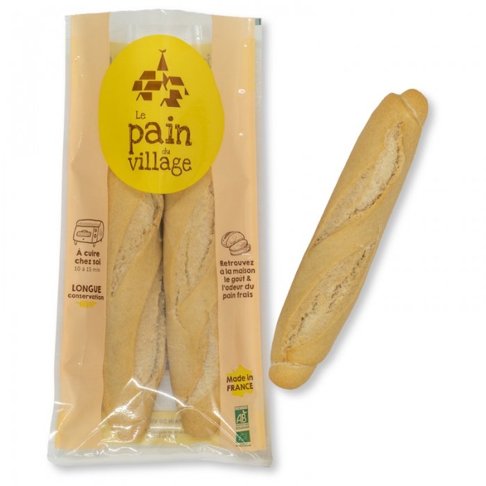 Demi-baguettes BIO Semi-complètes Le Pain du Village 400 g
