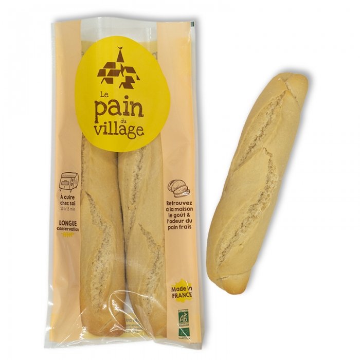 Demi-baguettes nature BIO Le Pain du Village 400 g