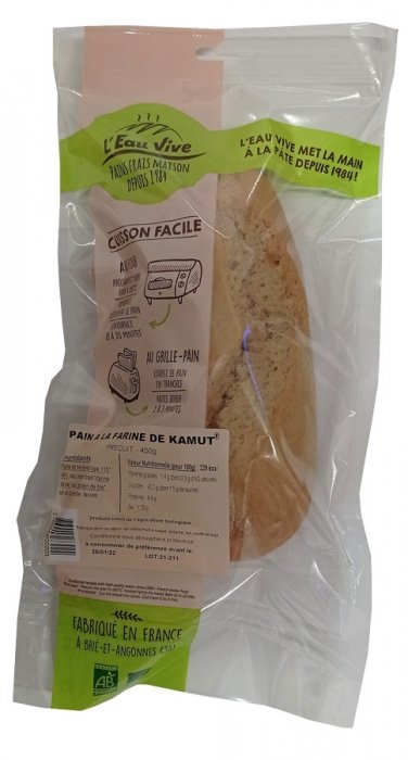 Pain farine de Kamut Fournil de L'Eau Vive 400g