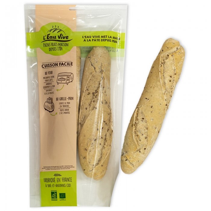 Baguette saveur BIO Le Fournil de L'Eau Vive 2x180g